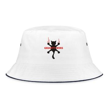 Gravity wins bloody Katze - Bucket Hat - Weiß/Navy - Vorne