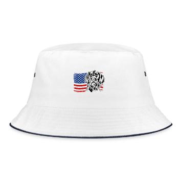 German Wirehaired US America Flag Wilsigns - Bucket Hat - white/navy - Front