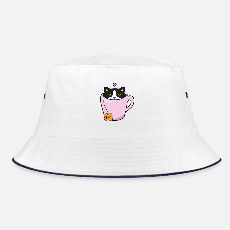 Schwarz-weiße Katze Bucket Hat