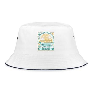 Surfing and summer in vintage style in Hawaii - Bucket Hat - white/navy - Front