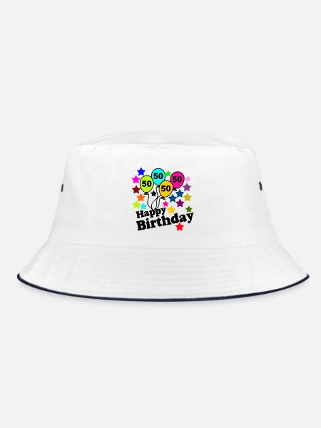 50.Geburtstag , 50 Jahre , Happy Birthday (25) - Bucket Hat - Weiß/Navy - Vorne