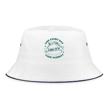 Jeden Tag ist Taco-Dienstag - Bucket Hat - Weiß/Navy - Vorne