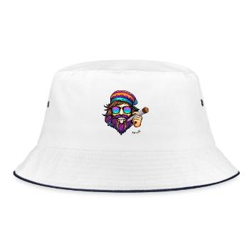 Kiffer Chillbert - High Art - Bucket Hat - Weiß/Navy - Vorne