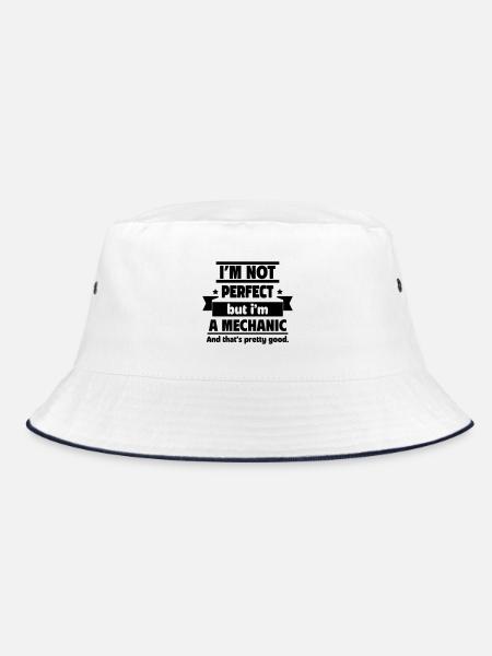 I'm not perfect, but I'm a mechanic. - Bucket Hat - white/navy - Front