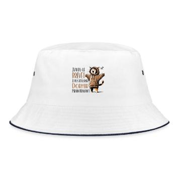 Qualifizierte Katze, die schlafen möchte - Bucket Hat - Weiß/Navy - Vorne