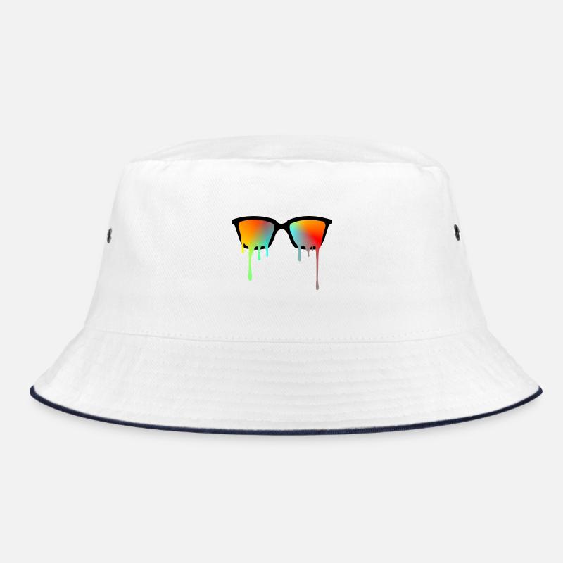 Sonnenbrille - Bucket Hat - Weiß/Navy