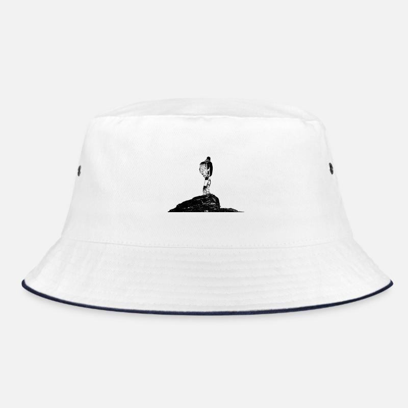 Wanderer auf einem Berg - Bucket Hat - Weiß/Navy