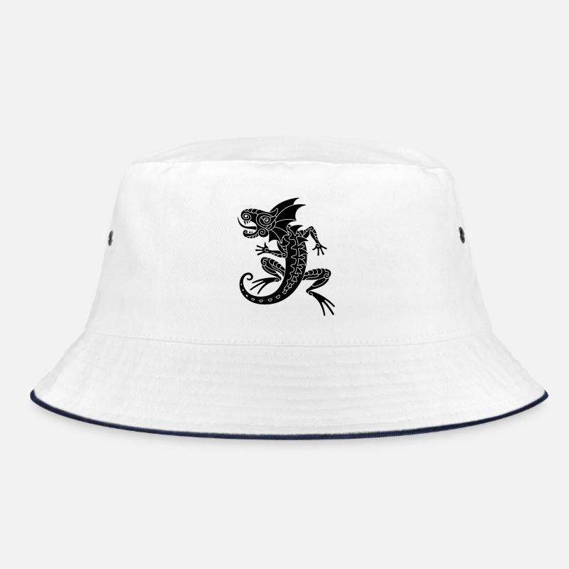 Echse - Bucket Hat - Weiß/Navy