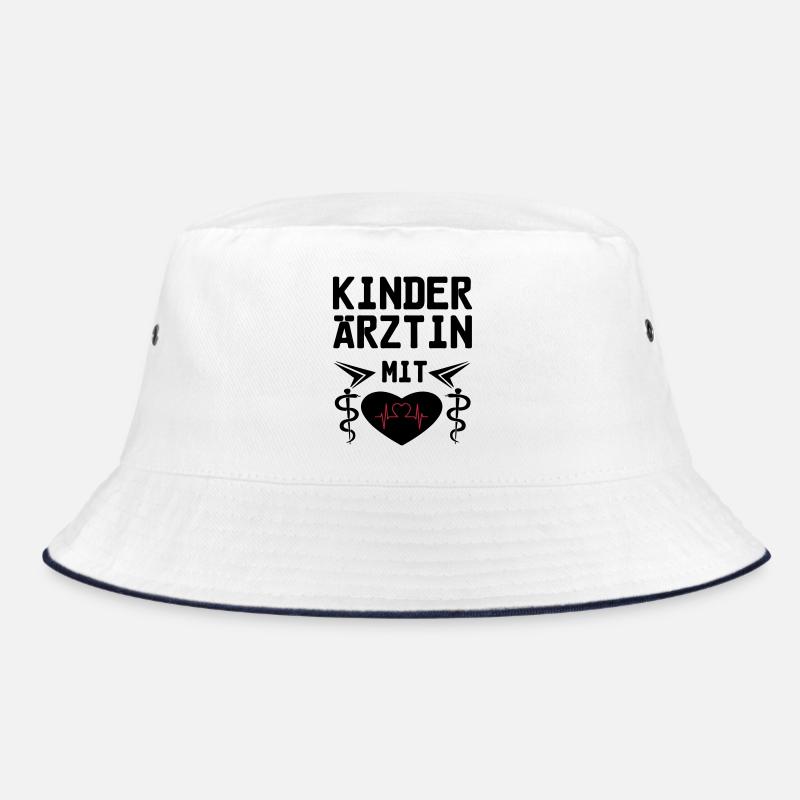 Kinderärztin mit Herz Geschenk - Bucket Hat - Weiß/Navy