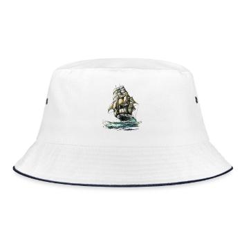 sailing ship - Bucket Hat - white/navy - Front