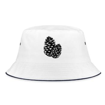 Two pine cones - Bucket Hat - white/navy - Front