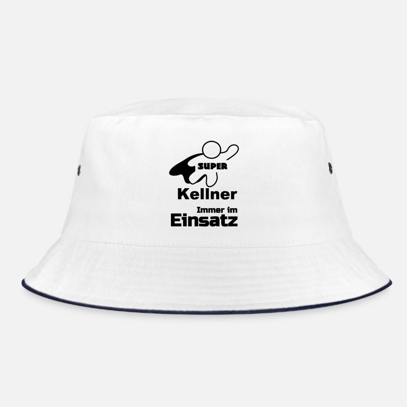 Super Kellner Geschenk - Bucket Hat - Weiß/Navy