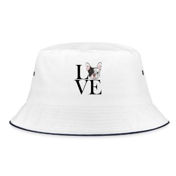franz Bulldogge black - Bucket Hat - white/navy - Front