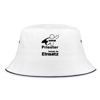 Super Priester Geschenk - Bucket Hat - Weiß/Navy - Vorne