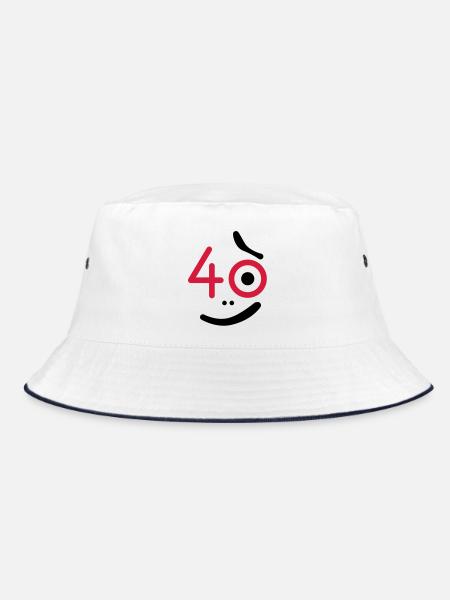 40 Jahre - so what? - Bucket Hat - Weiß/Navy - Vorne