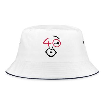 Wow, endlich 40 ! - Bucket Hat - Weiß/Navy - Vorne