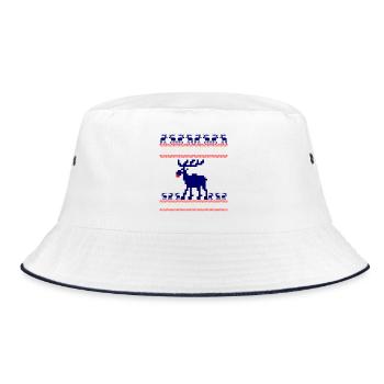 Reindeer Pattern Knitting Winter Rudolf Elk Pixel xma - Bucket Hat - white/navy - Front