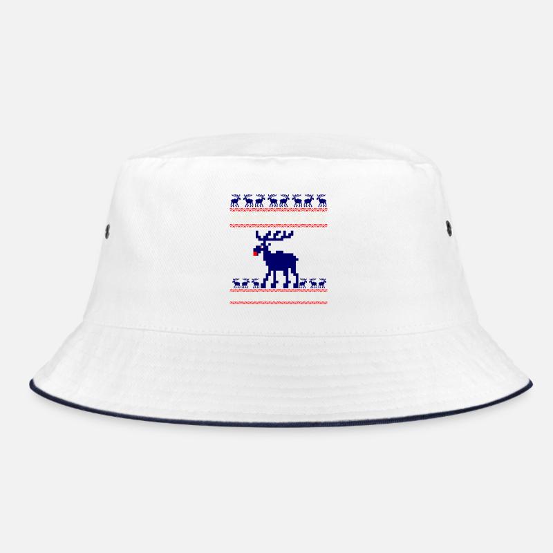 Reindeer Pattern Knitting Winter Rudolf Elk Pixel xma Bucket Hat