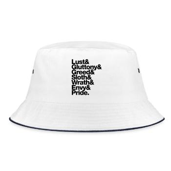sieben 7 todsünden - seven deadly sins - englisch - Bucket Hat - white/navy - Front