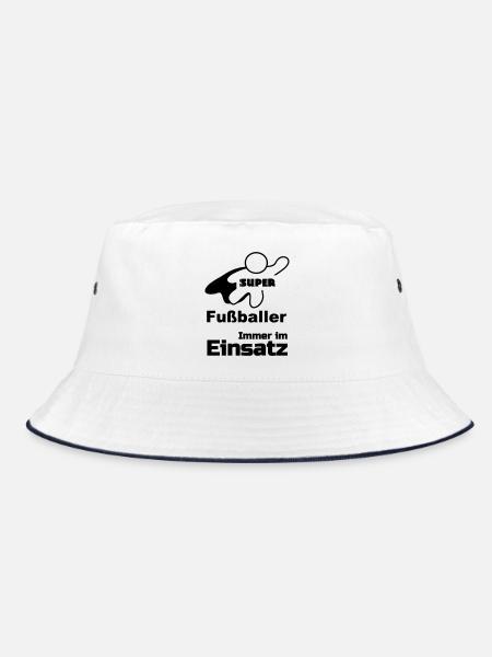 Super Fußballer Fußball, Sport, Geschenk - Bucket Hat - Weiß/Navy - Vorne
