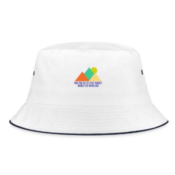 wandern, Wanderung, Freizeitspaß, Hobby, Berg - Bucket Hat - Weiß/Navy - Vorne