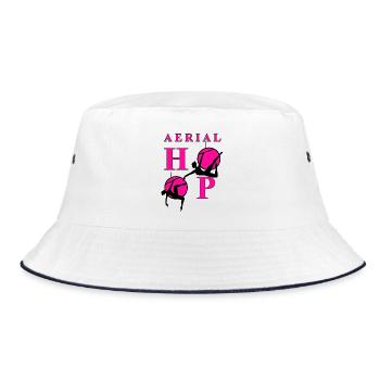 Aerial Hoop Neon Pink Schwarz - Bucket Hat - Weiß/Navy - Vorne