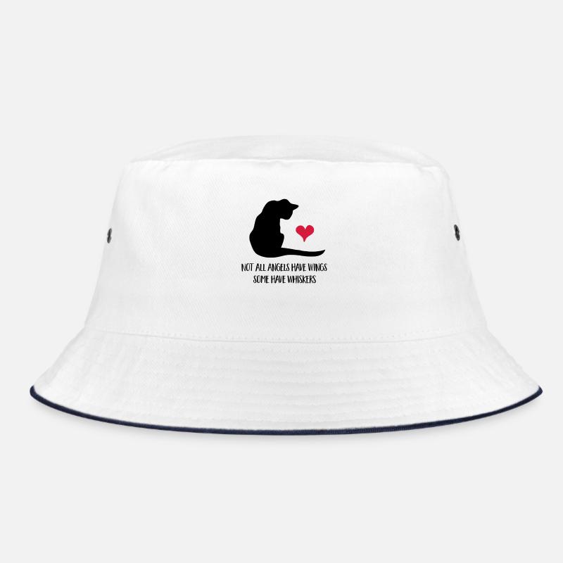 Katze - Bucket Hat - Weiß/Navy