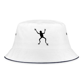 Frosch Silhouette: Tropisch, Regenwald - Bucket Hat - Weiß/Navy - Vorne