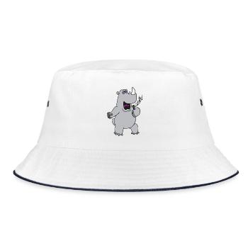 lustige Tiere Pflanzen Obst Gemüse Kindermotive - Bucket Hat - Weiß/Navy - Vorne