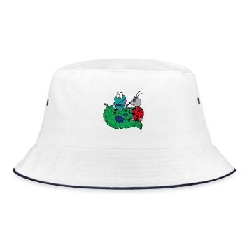 lustige Tiere Pflanzen Obst Gemüse Kindermotive - Bucket Hat - Weiß/Navy - Vorne