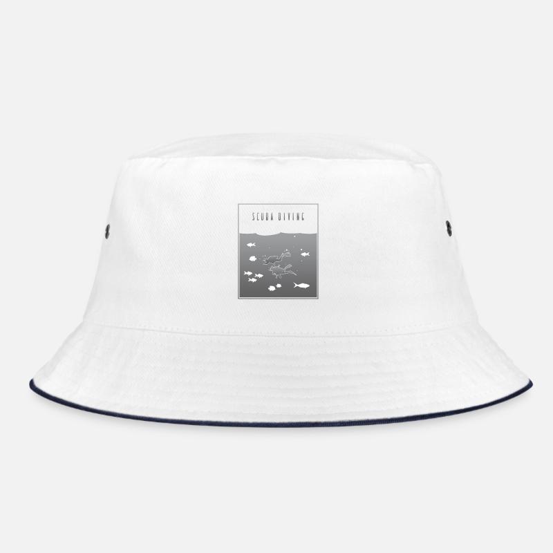 Scuba Diving Grey - Bucket Hat - Weiß/Navy
