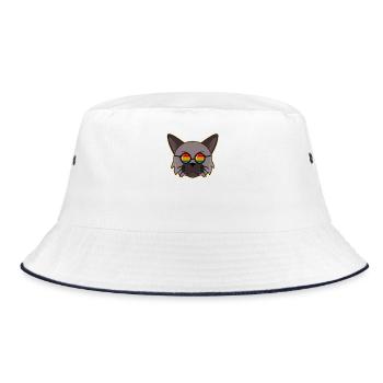 Lustige Homosexuell Pride LGBT Cat PurPride - Bucket Hat - Weiß/Navy - Vorne