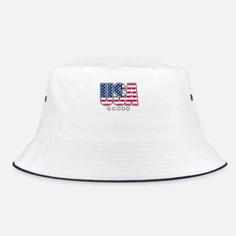 USA - Bucket Hat - Weiß/Navy