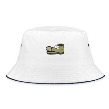 Kindershirt Schuhshirt Kindermotiv alter Schuh - Bucket Hat - Weiß/Navy - Vorne