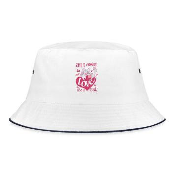 All I need is love and a cat - Bucket Hat - white/navy - Front
