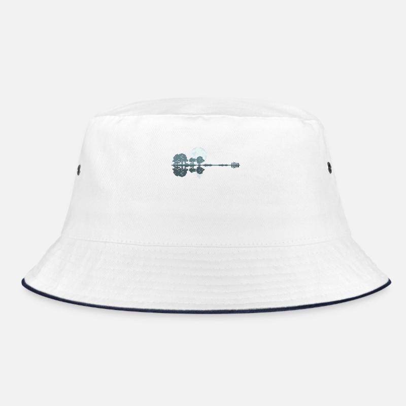 Guitar Lake Shadow Moonlight Geschenkidee - Bucket Hat - Weiß/Navy