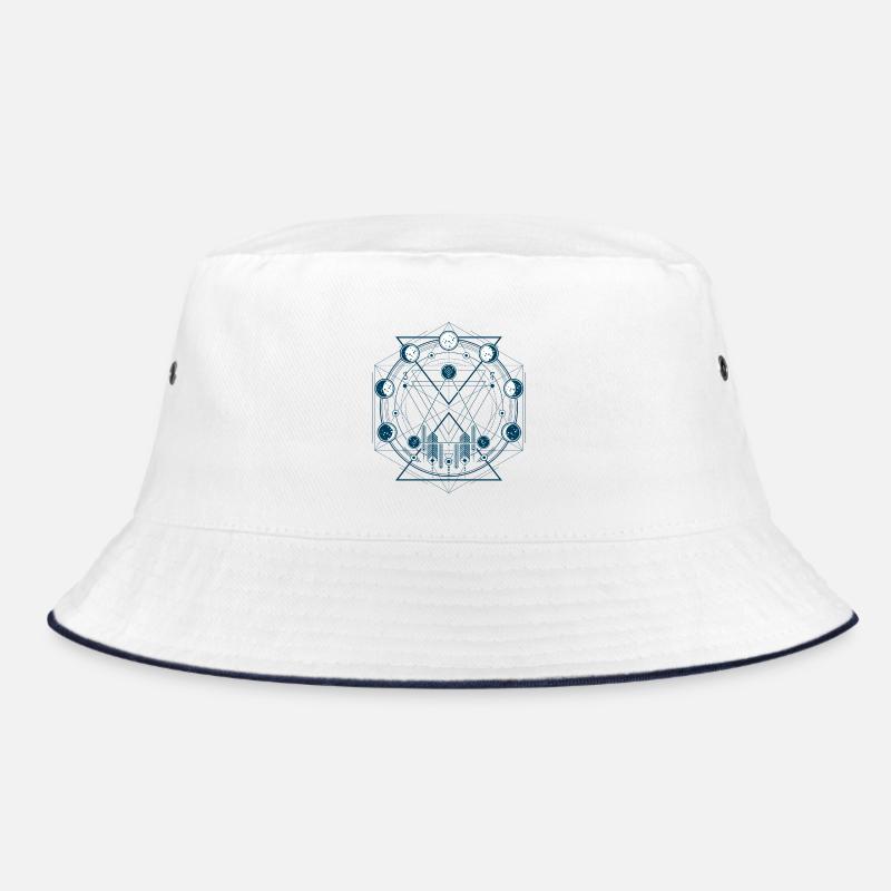 Geometrie - Bucket Hat - Weiß/Navy