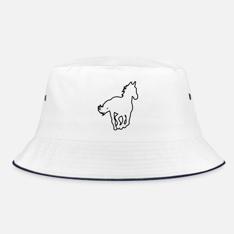 Pferd - Bucket Hat - Weiß/Navy