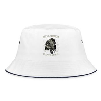Native american respect nature - Bucket Hat - Weiß/Navy - Vorne