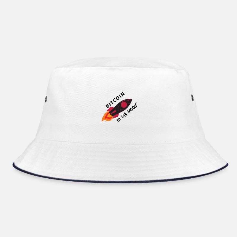 Bitcoin Rakete Mond - Bucket Hat - Weiß/Navy
