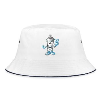 Spray paint cartoon - Bucket Hat - white/navy - Front