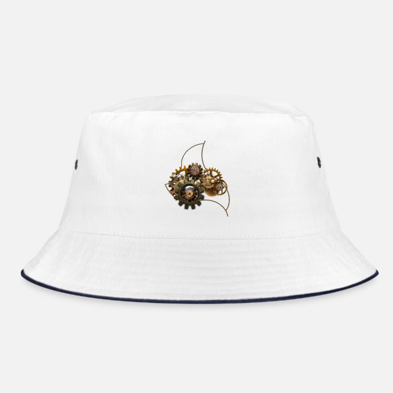Steampunk, wunderbare Uhr mit Getriebe. Bucket Hat