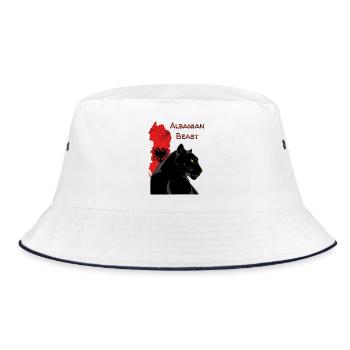 Albaniens Beast: Schwarzer Panther - Bucket Hat - white/navy - Front
