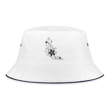Filigranes und feminines Tribal mit Blumen. - Bucket Hat - Weiß/Navy - Vorne