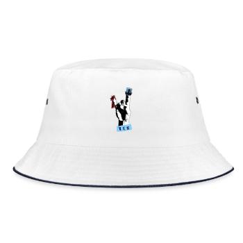 Rock n Roll Hand Wedding Shirt Bride & Groom - Bucket Hat - white/navy - Front