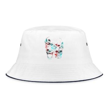 Totenschädel - Bucket Hat - Weiß/Navy - Vorne