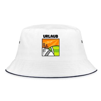 urlaub natur nature landschaft berge minimal icon - Bucket Hat - Weiß/Navy - Vorne
