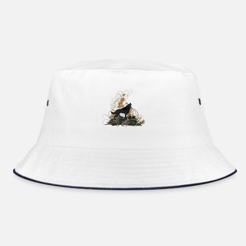 Ehrfürchtiger Wolf - Bucket Hat - Weiß/Navy