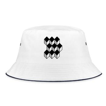 cube 3D - Bucket Hat - white/navy - Front