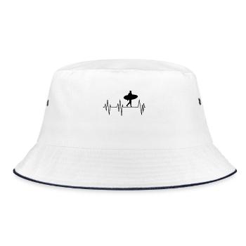Surf Heartbeat – Surfer Silhouette - Bucket Hat - white/navy - Front
